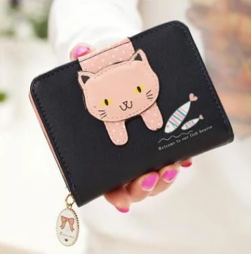 C3 Женский милый кошелек с кошкой, короткий кошелек на молнии, кошелек для девочки-подростка, брендовый дизайн, кошелек из искусственной кожи, Женский кошелек для монет, Женский держатель для карт, сумка для денег - Цвет: C3