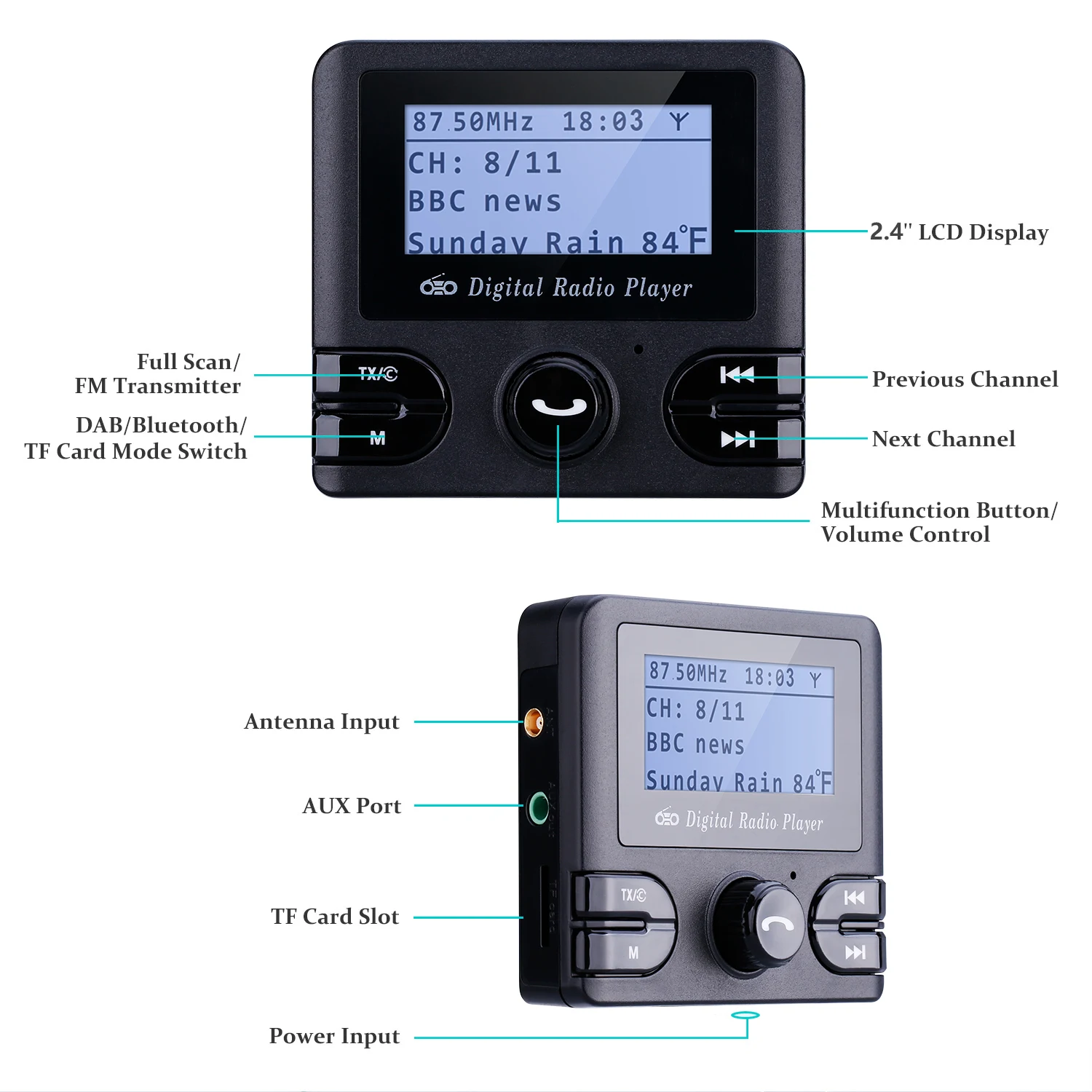 Универсальный автомобильный DAB/DAB + радиоприемник fm передатчик Bluetooth Handsfree Car Digital