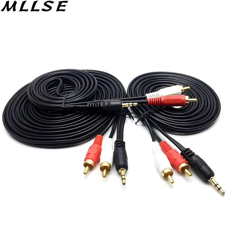MLLSE 1 шт. 5 м 3 разъем мм 2 RCA аудио кабель адаптер папа Папа AUX для iPod Mp3 Mp4 телефона