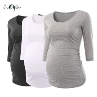 3 pack save womens blouses maternity tops pregnant side ruched 34 sleeve maternity clothes scoop neck pregnancy t shirt