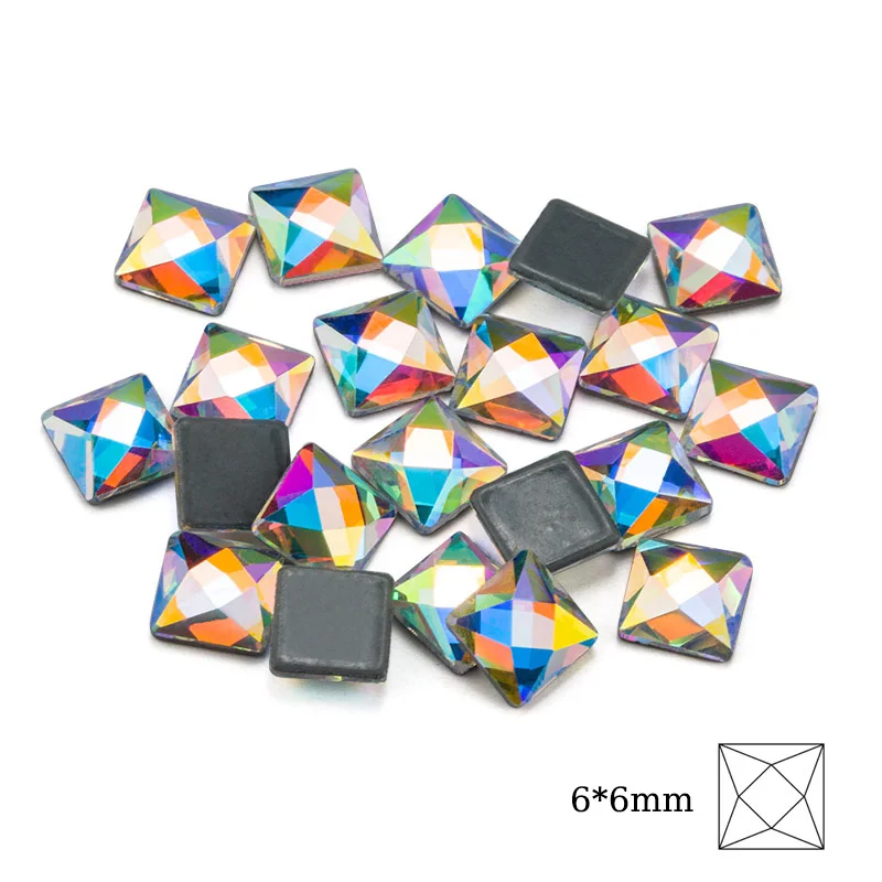 square-6x6mm Высокое качество 30 видов формы кристалл AB горячей фиксации Стразы/железо на Стразы с плоской задней частью стекло драгоценный камень DIY аксессуары ручной работы - Цвет: square-6x6mm