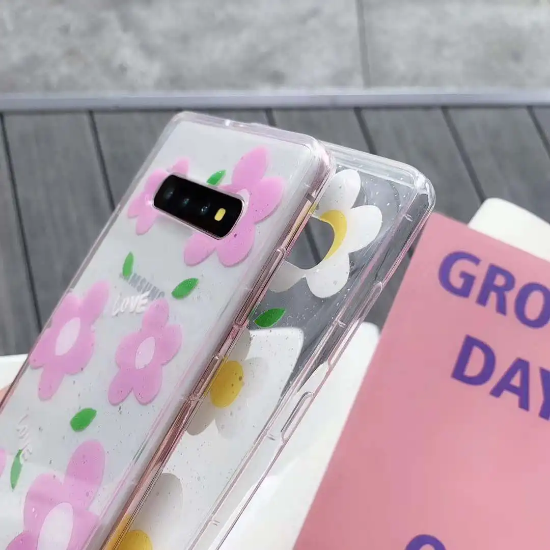 Europe US Fashion Gold Foil Flash Flowers Clear Silicone Case for Samsung Galaxy S9 S10 Plus S10Lite Note 8 9 Soft Glitter Cover |