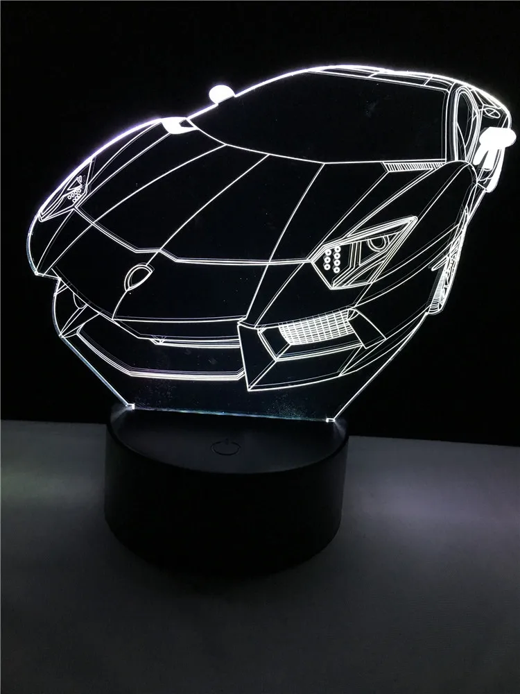 Модный гоночный автомобиль 3D светильник светодиодный USB Настроение Ночной