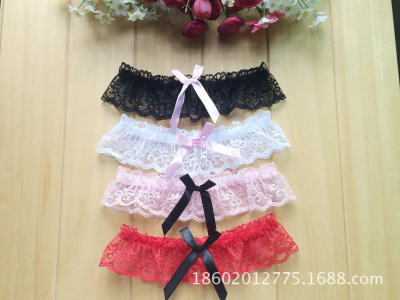 Новый 2015 Прибытие Sexy Черный  Белый Красный Розовый Кружевной Лук Эластичный