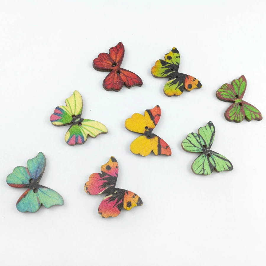 10 шт. деревянные декоративные пуговицы в виде бабочек|mixed butterfly wooden buttons|scrapbooking