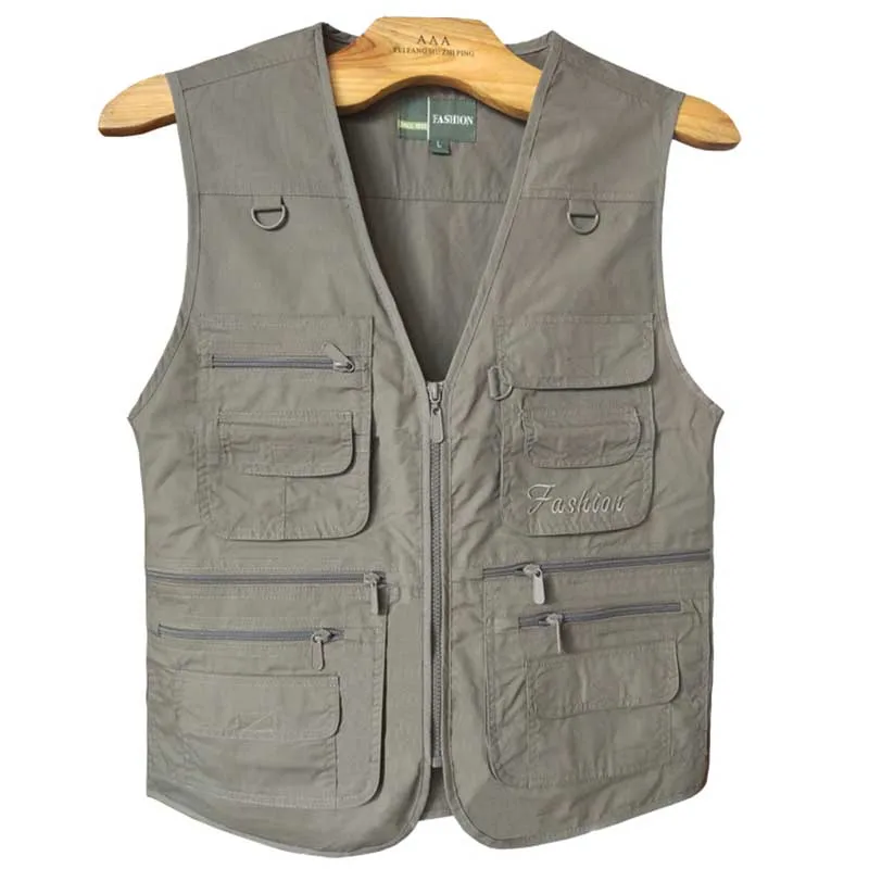 Travel Vest for Men Large Size Waistcoat Sleeveless Multi Big Pocket Military Army Style Tactical Man Clothes | Мужская одежда