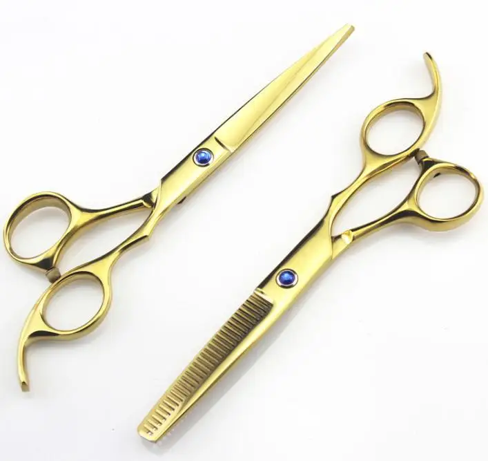 

Professional 5.5 6.0 titanium Hairdressing Scissors shears Barber Cutting Thinning hair scissors set styling tools Free Shipping