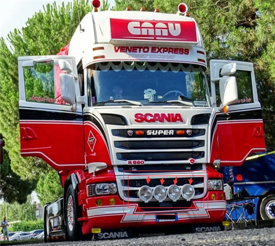 Грузовик прицепа автобуса scania воздушного потока прожектор костюм для tamiya по супер скидке 1/14th Масштаб rc scania r620 56323 r470 r730 трейлер тягач