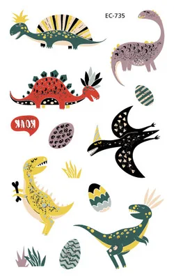 Tattoo Sticker EC735 28 стилей, 1 шт., одноразовые тату-Стикеры, динозавры, вечерние, декоративные, для малышей, динозавры, для дня рождения, для вечеринок, временные, вечерние, для динозавров, Q - Цвет: Tattoo Sticker EC735