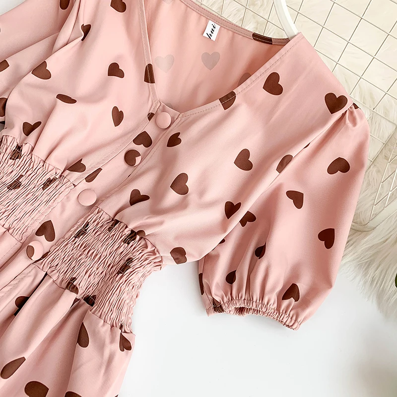 Женское летнее платье в стиле ретро v образный вырез короткий рукав с одной