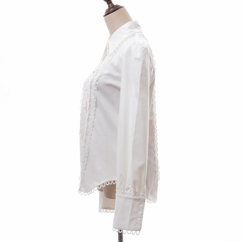 HIGH QUALITY Newest Fashion 2020 Designer Blouse Women's Long Sleeve Lace Embellished Shirt |