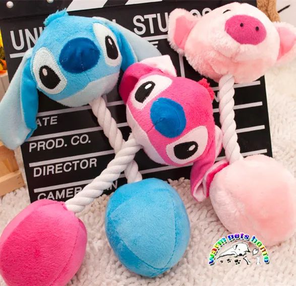 

6PCS pink blue purple interactive pet funny dog chew toys plush toys dog squeaky toy large dog rope toys