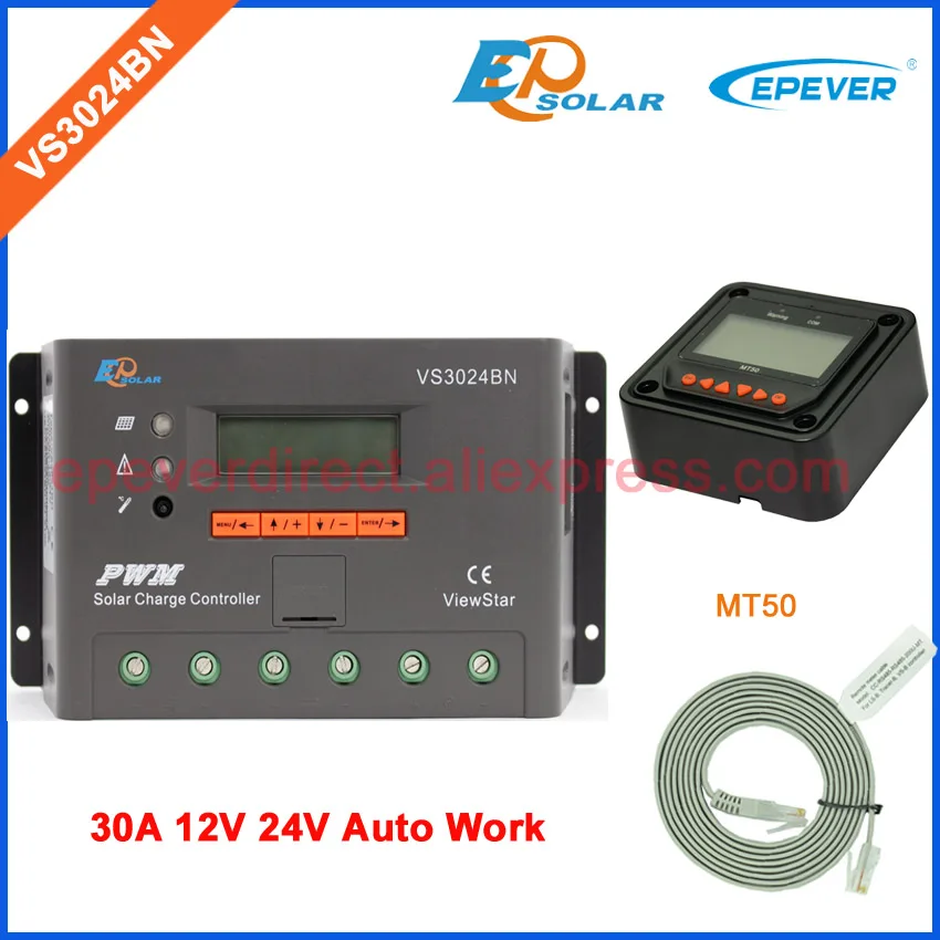 

12V PWM regulator VS3024BN solar battery controller 30A with MT50 remote meter for setting parameters EPEVER/EPsolar 30amp