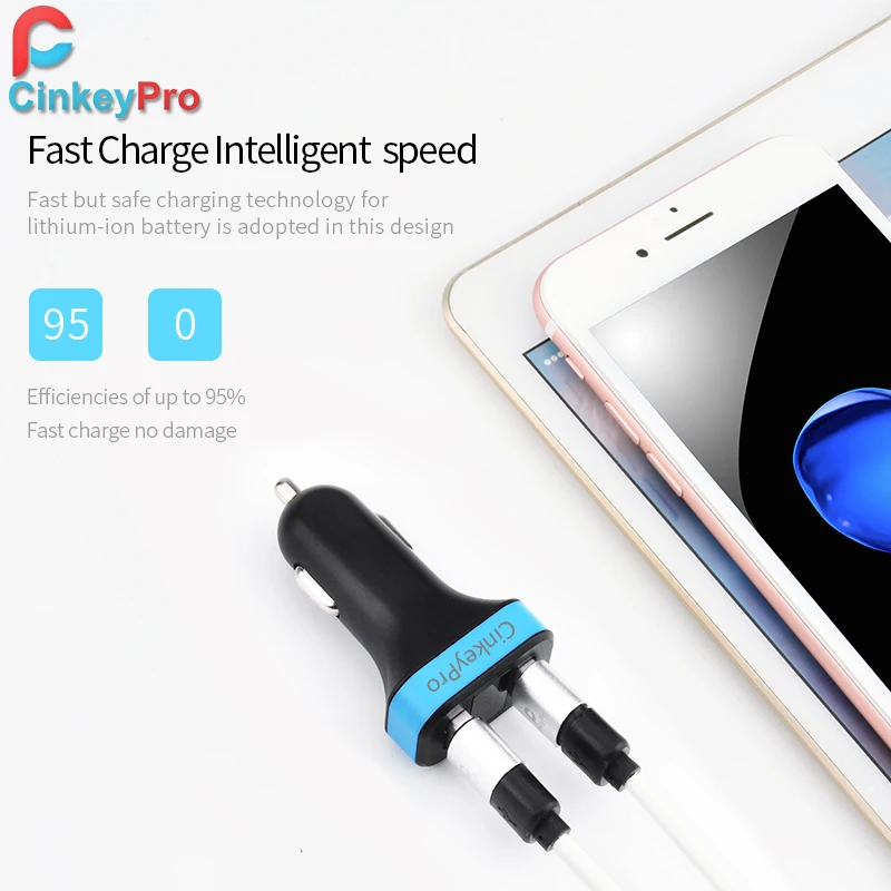 Cinkeypro автомобиля Зарядное устройство светодиодный Экран для iphone Samsung 2 Порты и