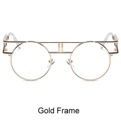 Gold Frame Ralferty готические Круглые Солнцезащитные очки для женщин и мужчин винтажные стимпанк очки Ретро Покрытие Солнцезащитные очки Светоотражающие gafas de sol mujer - Цвет линз: Gold Frame