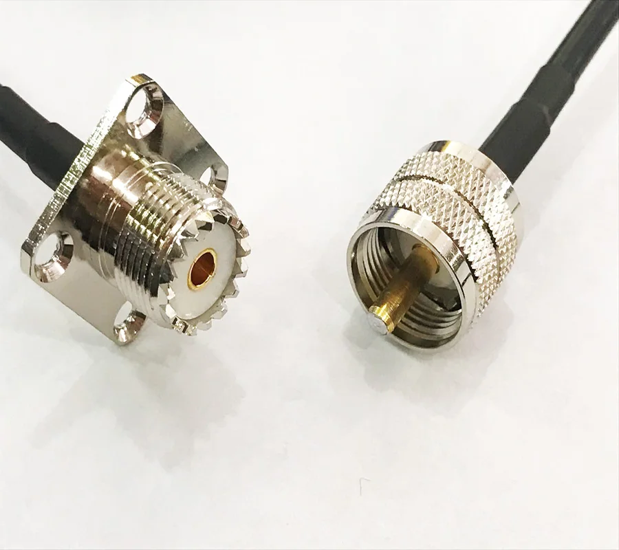 UHF PL259 штекер к гнездо SO239 фланец 4 отверстия Панельное крепление RG58 50 3