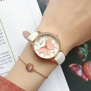 Женские кварцевые часы, модные повседневные наручные часы с рисунком бабочки, брендовые креативные часы Ulzzang, подарочные часы