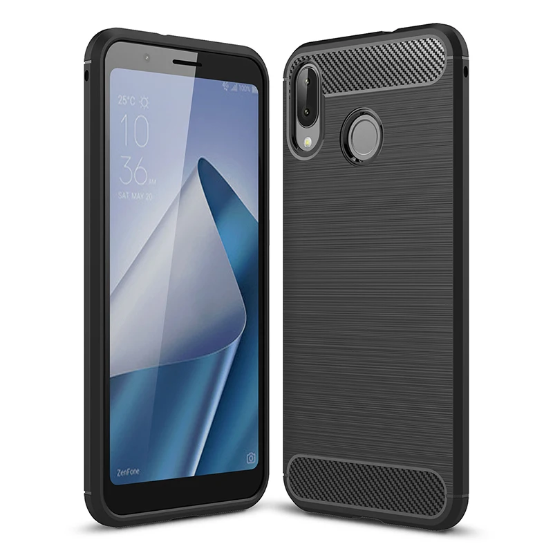 For ASUS Zenfone Max Pro M2 ZB631KL Case Soft Silicone Brushed Carbon Fiber ZB633KL Armor Phone Cover |