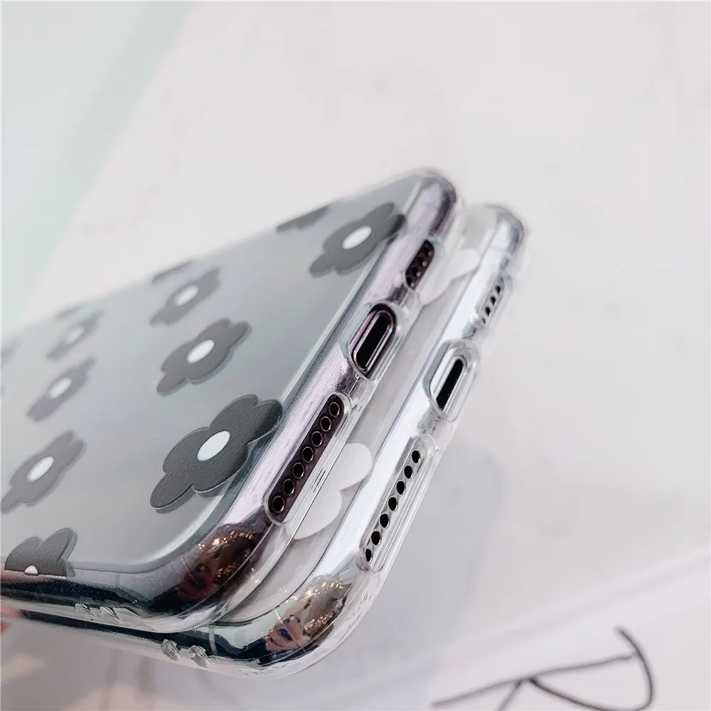 Простой белый цветочный чехол для телефона iPhone 7 8 Plus пара прозрачных чехлов из