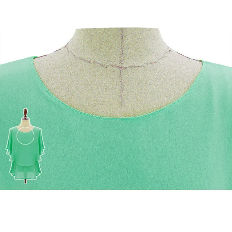 Шифоновая Блузка для женщин лето 2018 большие размеры блузка с оборками и рукавом