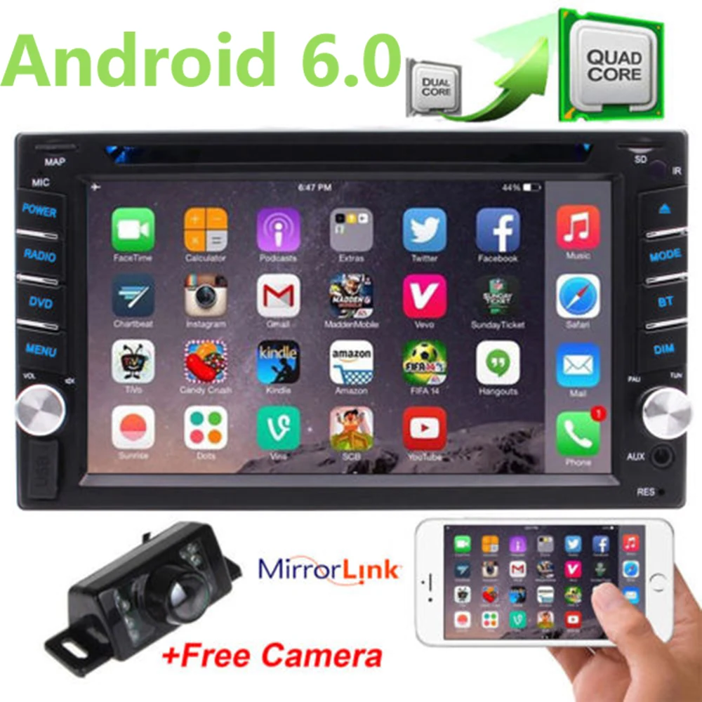 2 din Android 6 0 Автомобильный ПК Радио Стерео HD сенсорный экран Авторадио Bluetooth