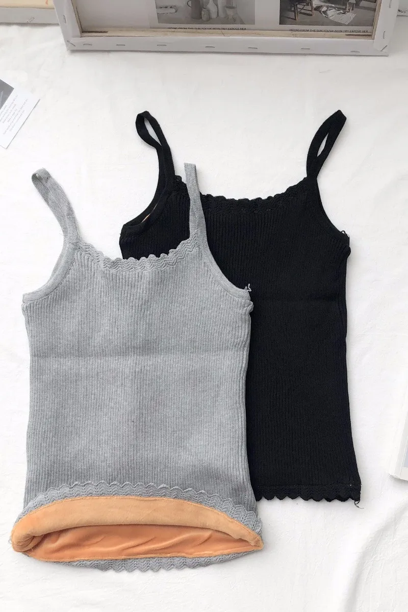 Camiseta tirantes muje для женщин 2018 зимняя женская одежда Базовая майка добавить шерсть