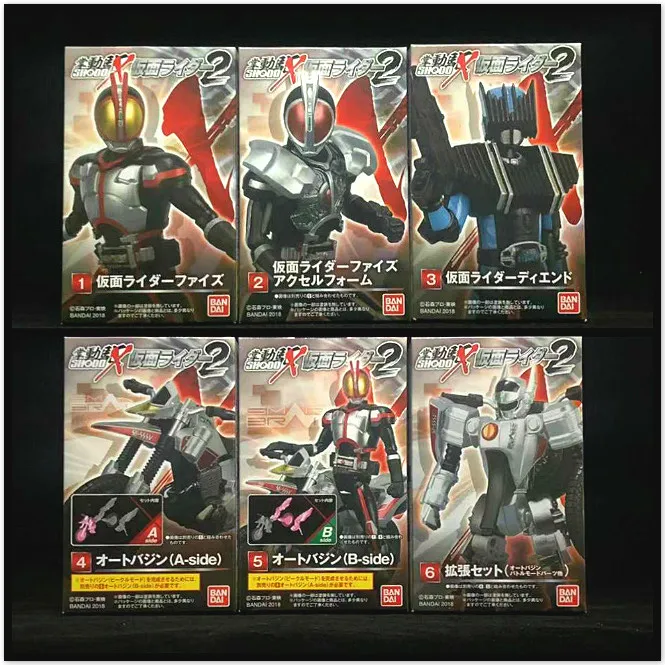 100% Оригинал BANDAI SHODO-X Kamen Rider vol.2 экшн-фигурка-Полный комплект 6 шт. в масках Ride 555 |