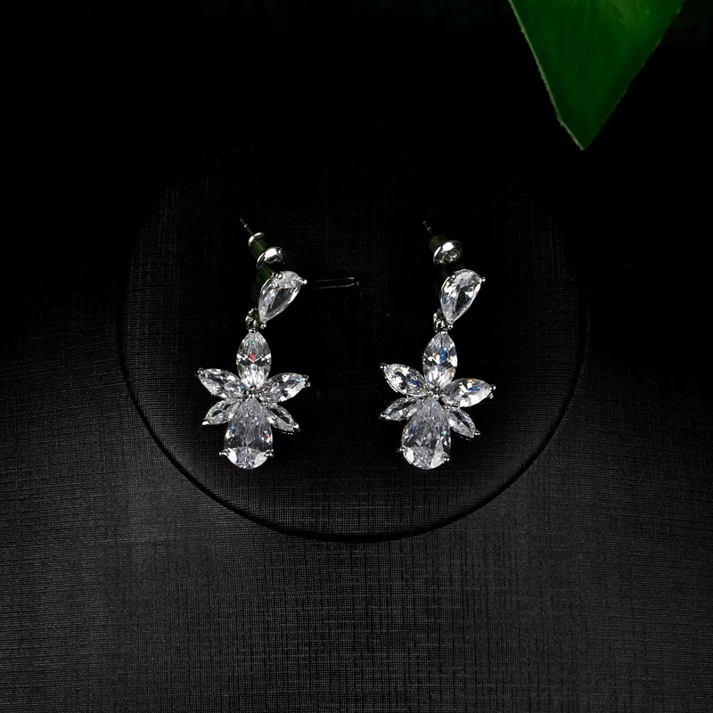 Женский Свадебный комплект из 8 предметов ювелирных изделий в форме цветка с