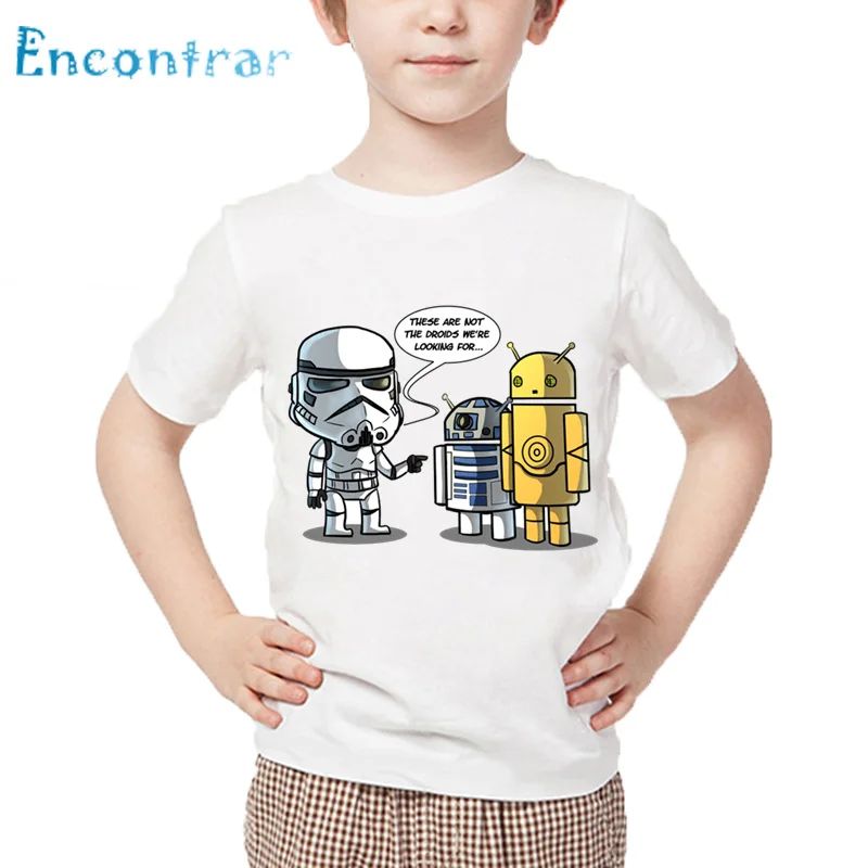 Детская забавная футболка с R2-D2 Звездные войны робот и BB-8 летние топы короткими