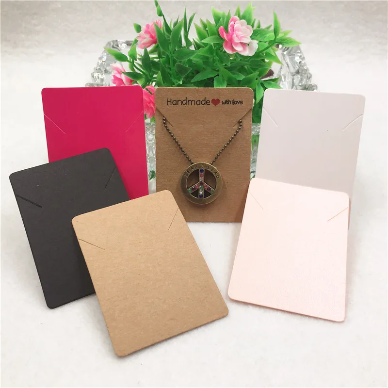 

50Pcs Kraft Paper Card Hand Chain Necklace Pendant Display Cardboard Blank Simple Style 7x5cm Jewelry Accessory Packing Card