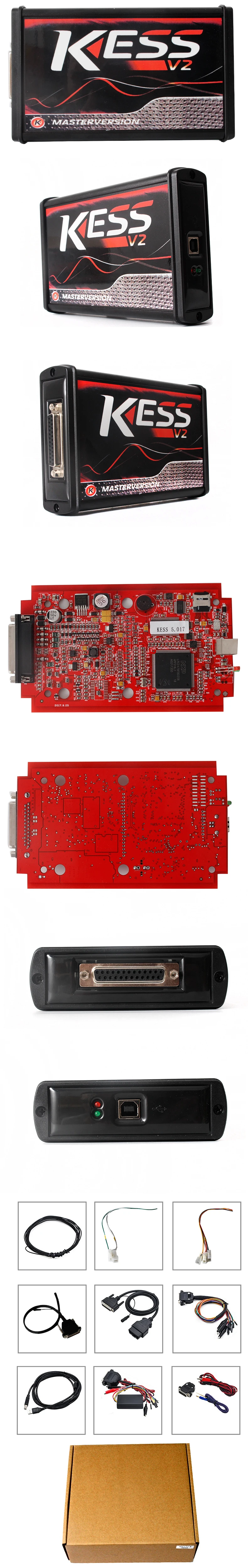 Онлайн Красный ЕС Версия KESS V5.017 V2.47 без жетонов лимит Kess Master HW 5,017 Kess V2 OBD2 менеджер тюнинговый комплект 5017 ECU программист