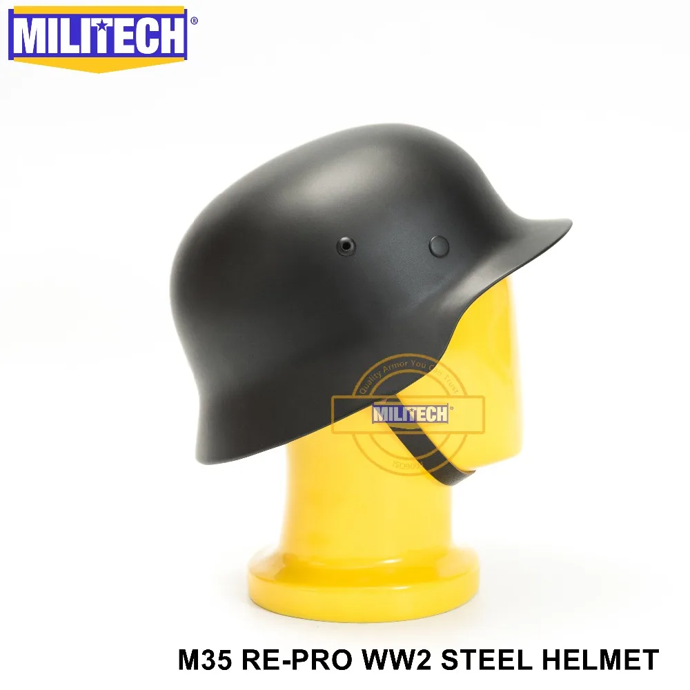 Шлем MILITECH Black WW2 из немецкой стали M35 WW II немецкий защитный шлем для велосипеда World