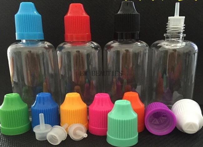 

1000Pcs/Lot 50ml PET Clear Refillable Plastic Dropper Bottle With Childproof Caps And Long Thin Tips Free Shipping