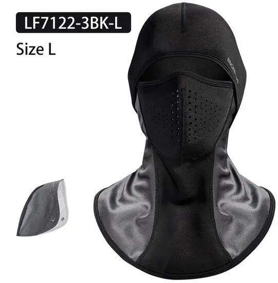 LF71223BKL ROCKBROS Зимняя Маска для лица, теплая флисовая Лыжная маска, маска для лица, щит сноуборд, шапка, холодный головной убор, велосипедная маска для лица, Fiter Scraf - Цвет: LF71223BKL