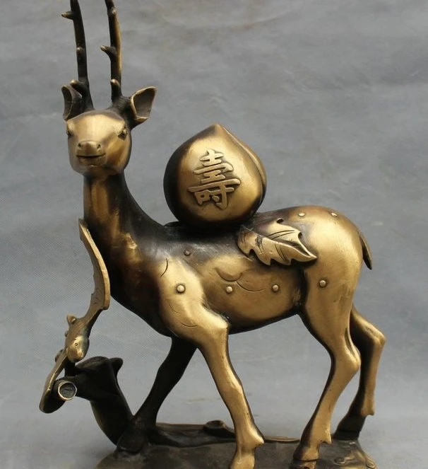13 &quotСчастливый Китайский Бронзовый летучая мышь Шу персик на беге олень Сика