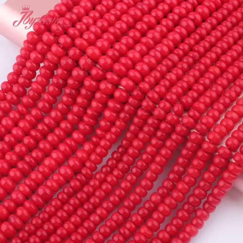 2x4 3x5 мм натуральный Rondelle красный коралл драгоценный камень нить с каменными