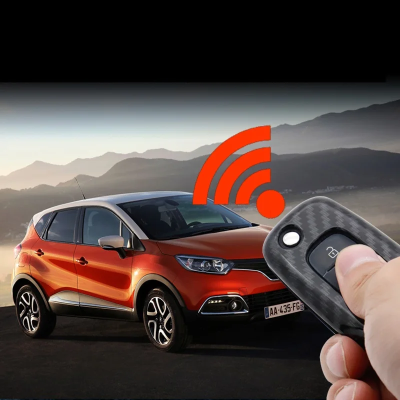 Углеродное волокно ABS чехол для ключей цепочка на клапане для Renault Fluence^ Duster^ Megane Kadjar Koleos Clio автомобиля стиль