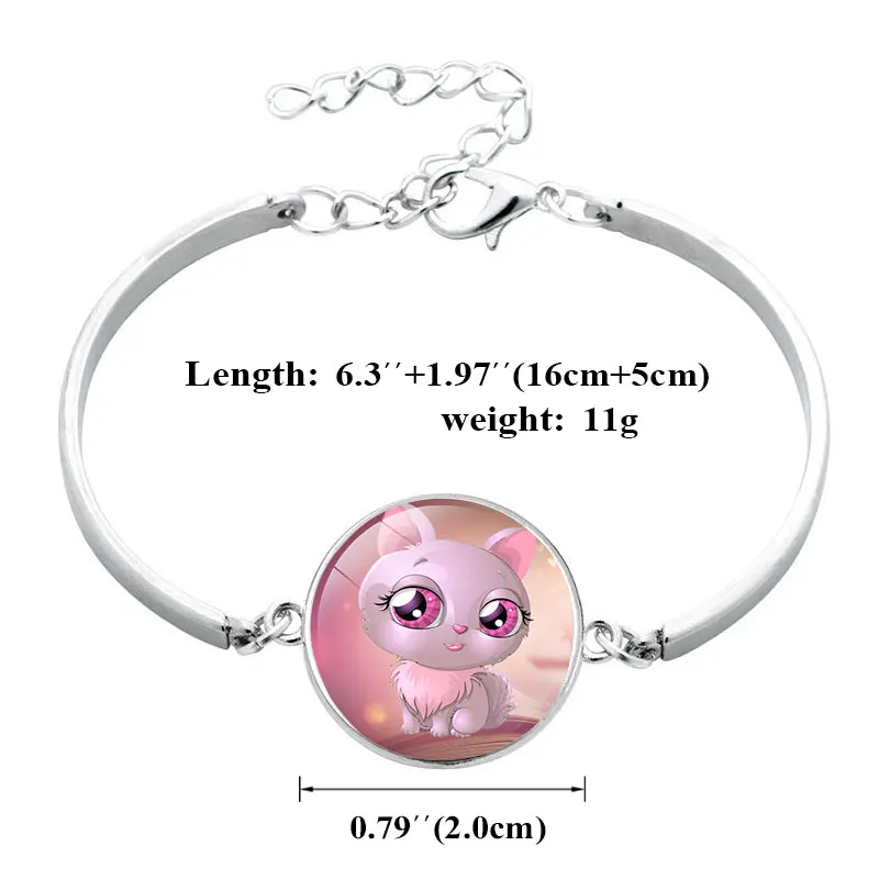 Прекрасный мультяшный кот животное стеклянный браслет из кабошона лучший
