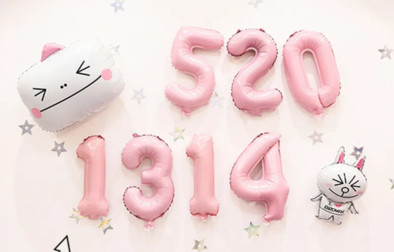 16 &quotвоздушные шары с цифрами розовые золотистые серебристые синие Globos украшения