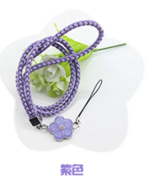 purple Шнурки для шеи выдвижные ID карточки для бейджиков катушка кристалл горный хрусталь 3D цветок телефон держатель ключа шнур веревка - Цвет: purple