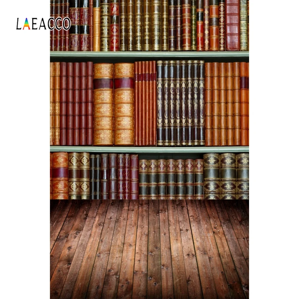 Laeacco детская библиотека деревянная доска старая книжная полка книга фотографии