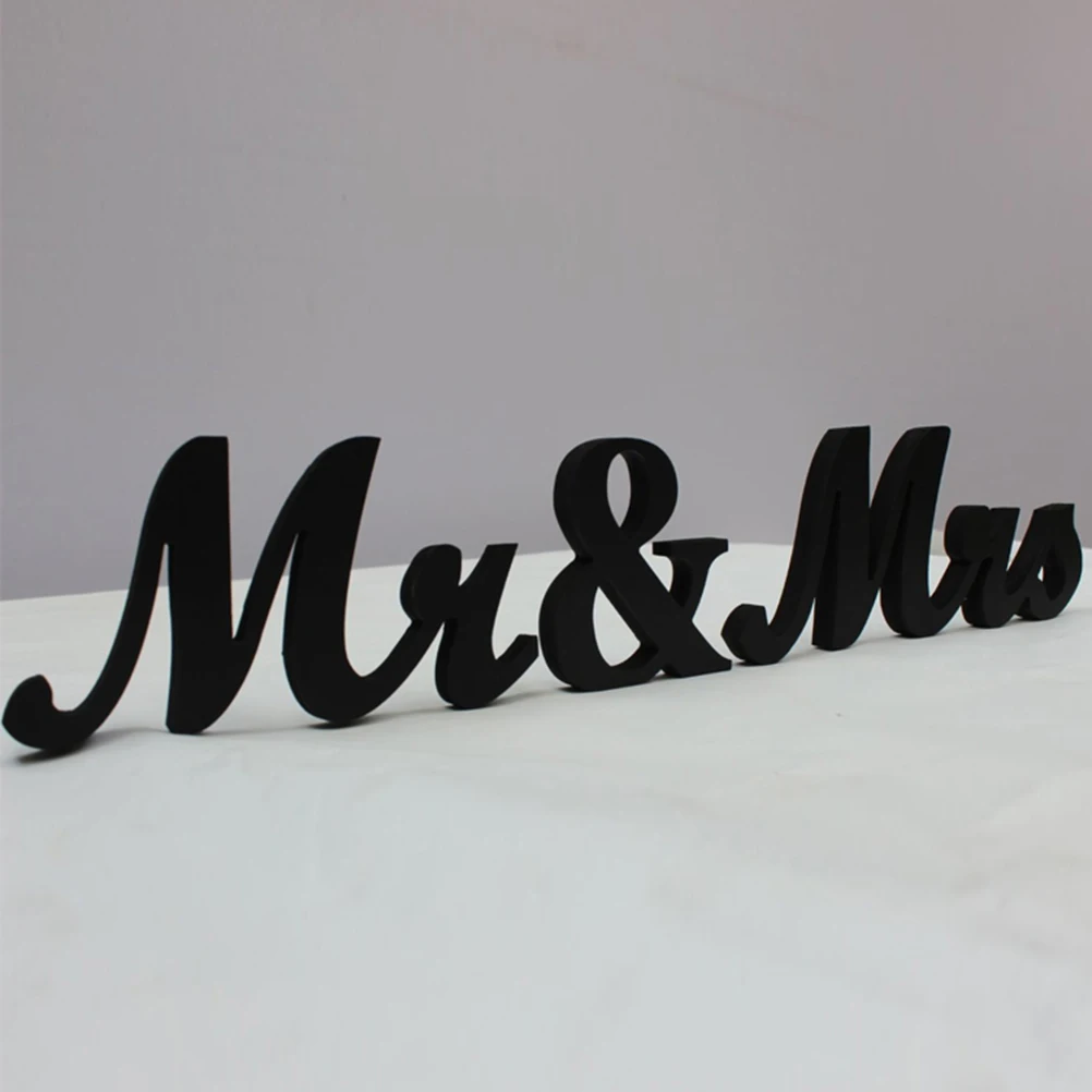 Mr & Mrs деревянные буквы Свадебные украшения свадебный подарок (черный)|mr mrs wooden|wedding