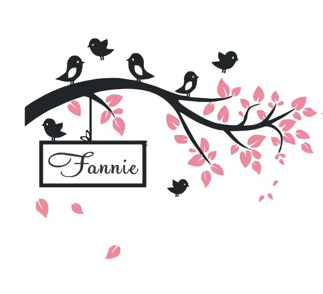 Huge Birds Branch Wall Sticker Vinyl Decal Kid Nursery Baby Decor Personalised Name Wall Sticker For Kids Room 114cmx151CM