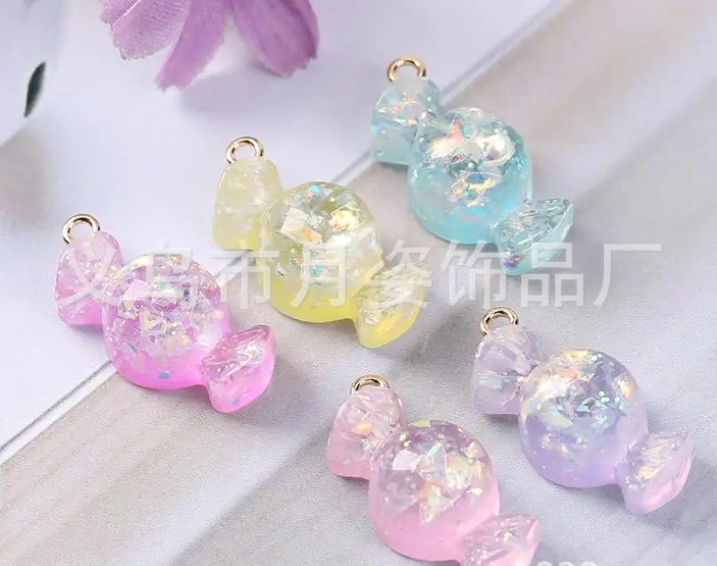 kawaii плоские пластмассовые блестки сладкие конфеты амулеты украшения Висячие Подвески Брелок серьги ручной DIY