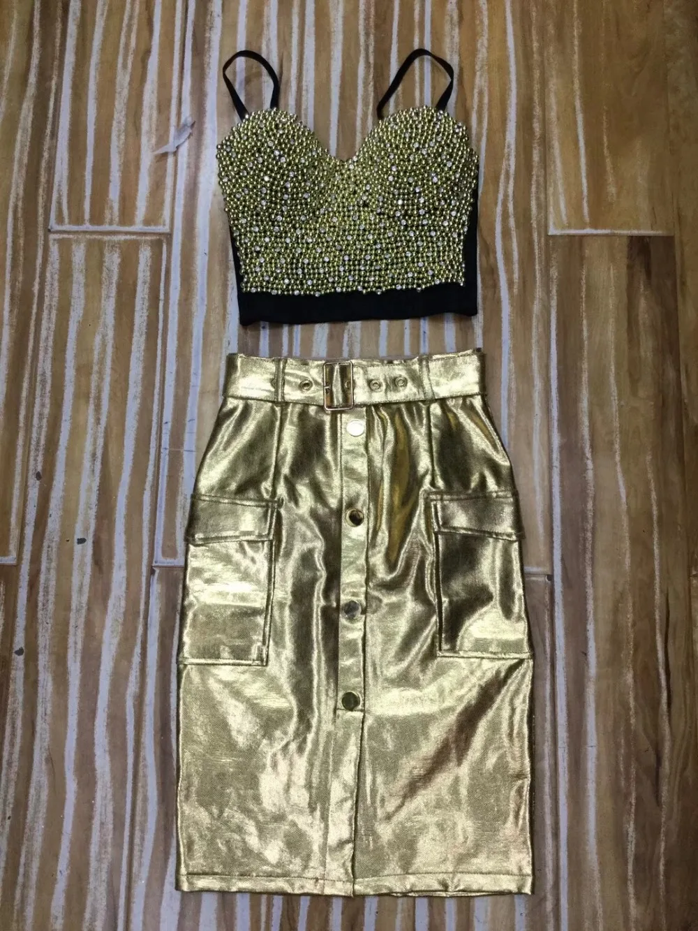 

Top Quality Sexy Rivet 2 Piece Women Summer Dress 2018 Bodycon Party Dress