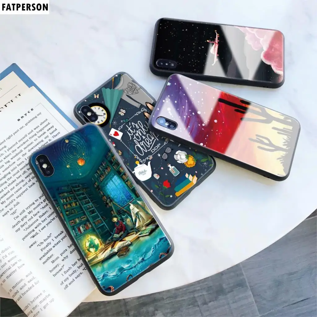 Спортивный чехол из закаленного стекла для телефона Dream iphone 5 6 7 8 6s 6splus акварель