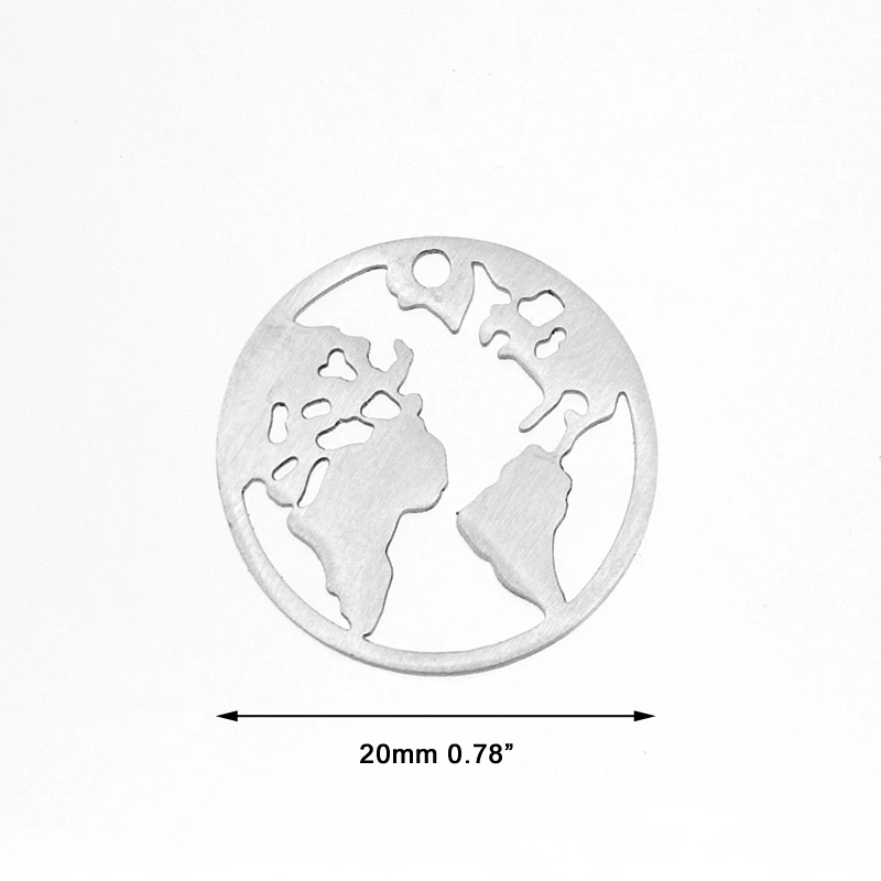 Stainless steel World Map Pendant Charms For Women Men 20mm Earth Globe Round High Quality Wholesale 50pcs | Украшения и