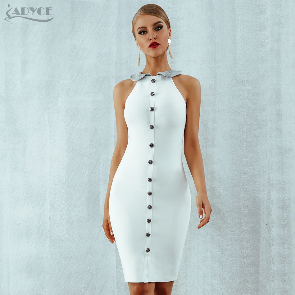 Adyce 2019 новое летнее женское Бандажное Платье Vestidos сексуальное Белое Облегающее