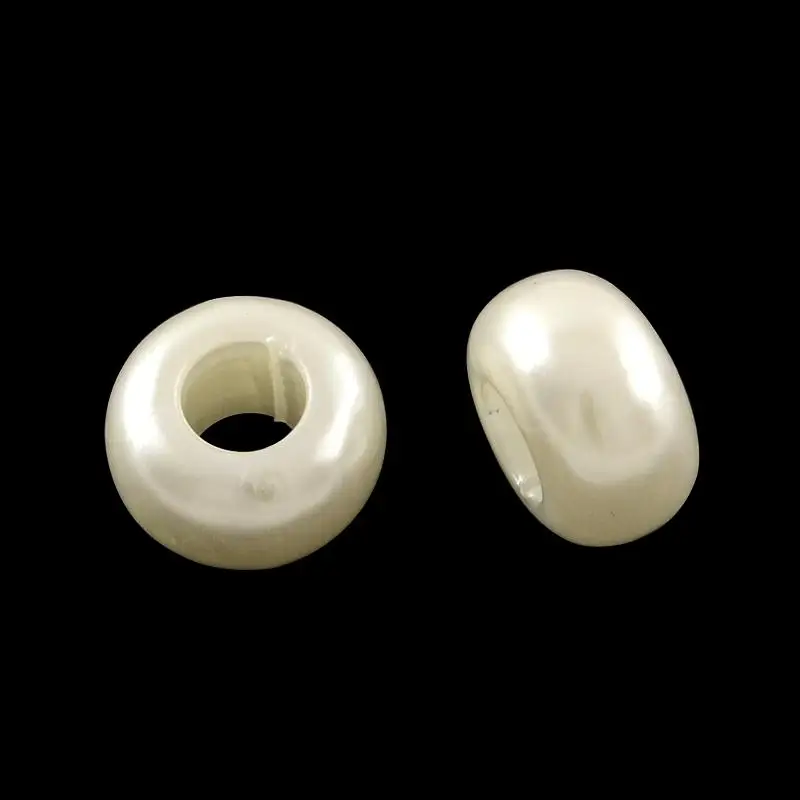 

980pcs/500g ABS Imitation Rondelle Pearl Acrylic Large Hole European Loose Bead for Jewelry Making DIY Necklace 12x7mm Hole: 5mm
