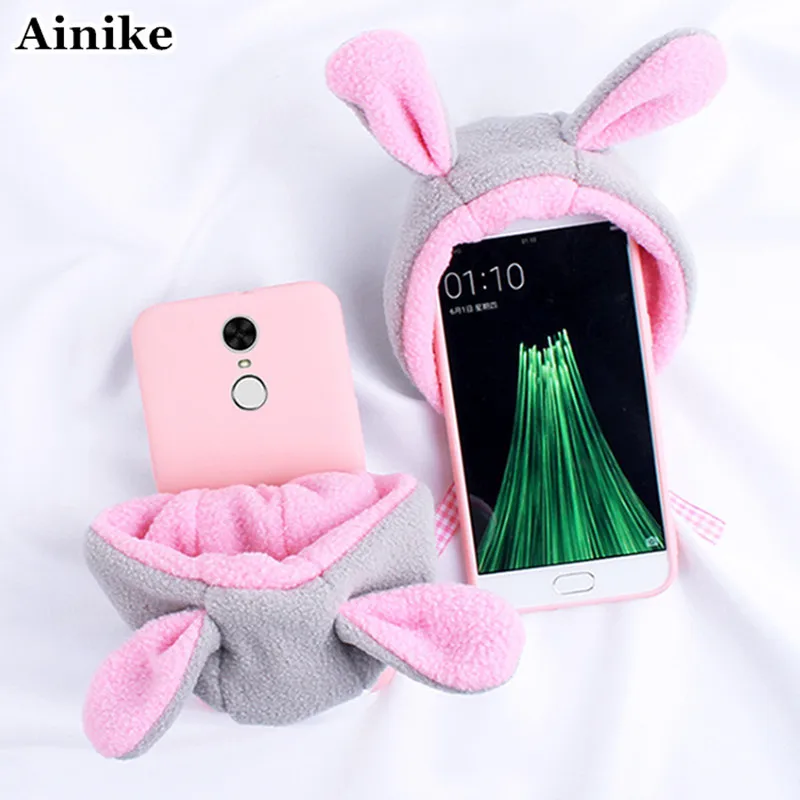 Ainike Cute Animal Ears Soft TPU Phone Case For Redmi Note3 Note4X 4A 5A Xiaomi 6 Mi 5sPlus 5X Max2 Warm Fur Ball Rabbit Hat |